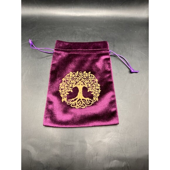Tarot Cards Bag Pouch 5 X 7 Purple Velvet Gold Tree Of Life Trinkets - Picture 1 of 4
